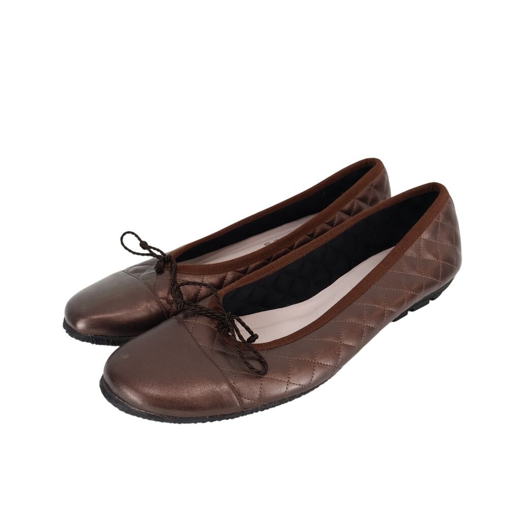 Paul Mayer Attitudes Quilted Metallic Brown Ballet Flats Size 9